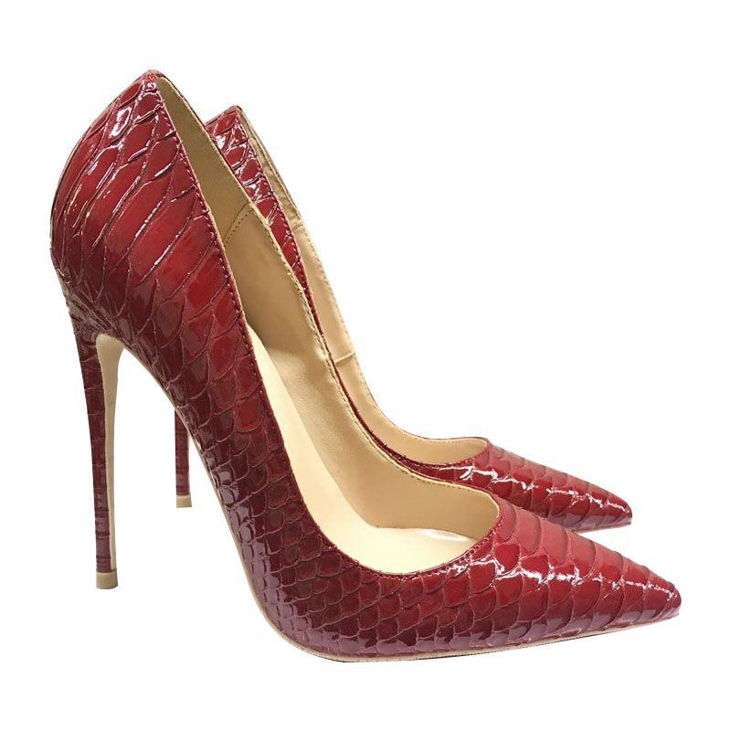 Koop De Beste En Nieuwste BRAND Mode Bruid Trouwschoenen 12cm Heldere Wijn  Rode Snake Patten Hoge Hakken Pumps Patent Lederen Dames Dunne Hak Puntige  Tenen 10 Cm 8cm Party Shoe |DHgate