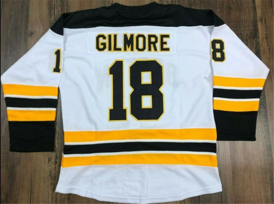 Men's Boston Happy Gilmore 18 Adam Sandler 1996 Movie Hockey Jersey Black Stitched