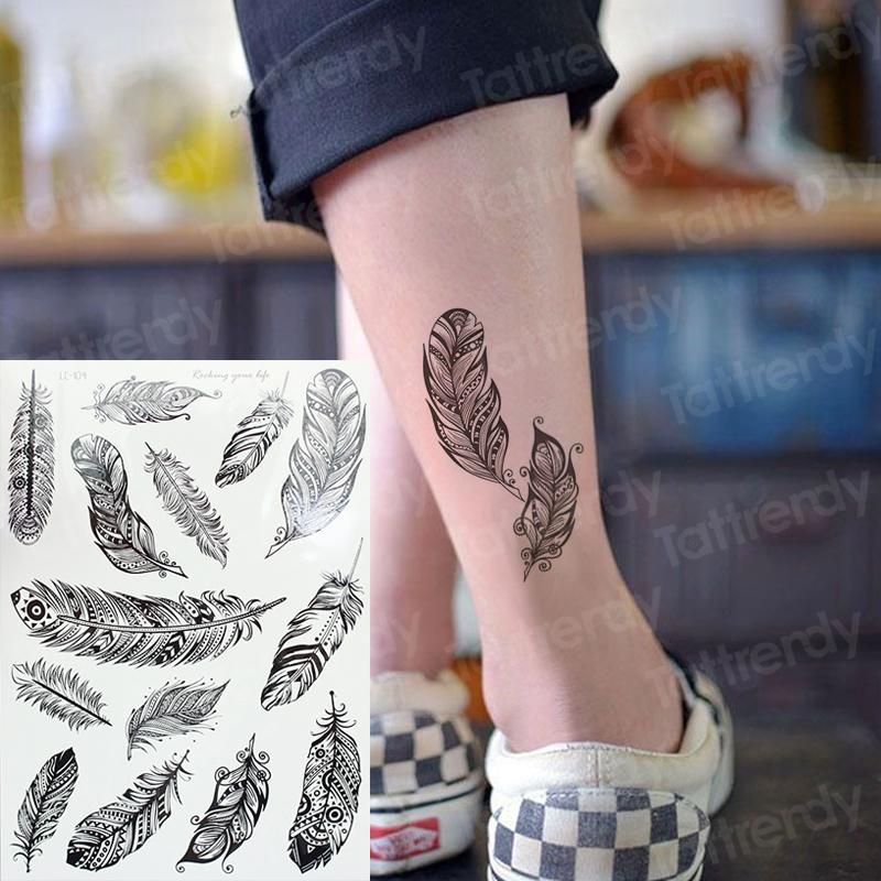 Temporary Tattoos Henna Tattoo Black Lace Feather Mandala Tatoo Fake Waterproof Ankle Hand Sticker Arm Sleeve Pattern Temporary Tattoos Henna Tattoo Black Lace Feather Mandala Tatoo Fake Waterproof Ankle Hand Sticker Arm Sleeve Pattern
