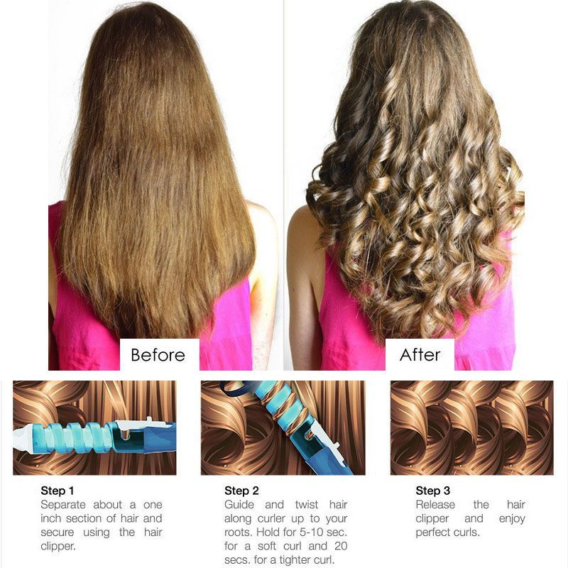 Magic Pro Hair Curlers Electric Curl Ceramic Spiral Hair Curling Iron Wand Salon Hair Styling Tools Styler Magic Pro Hair Curlers Electric Curl Ceramic Spiral Hair Curling Iron Wand Salon Hair Styling Tools Styler