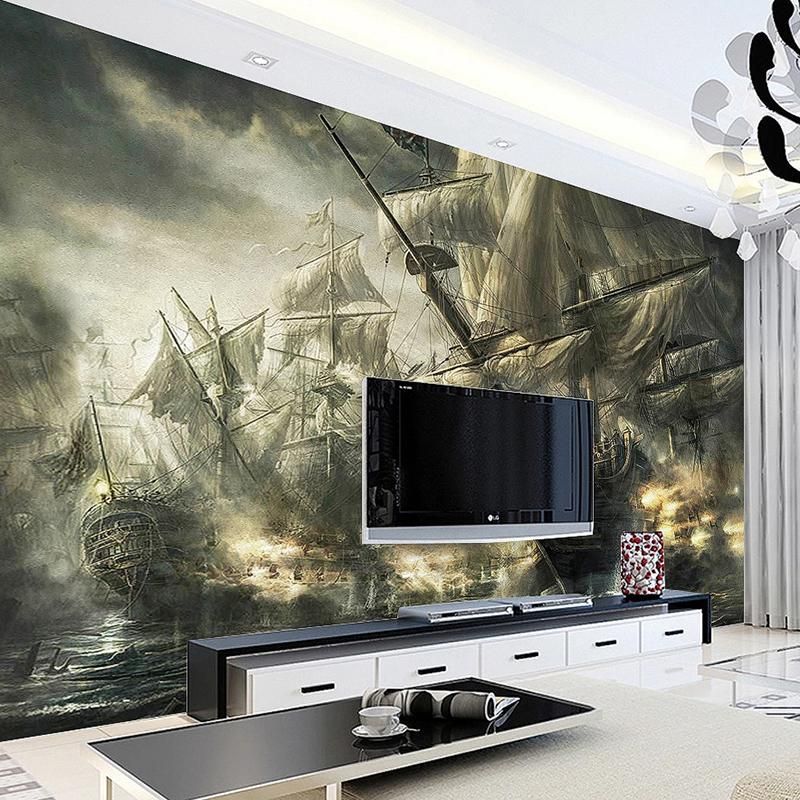 Wallpapers Custom Mural Wall Paper 3D Retro Nostalgic Pirate Ship Oil  Painting Bar KTV Study Room