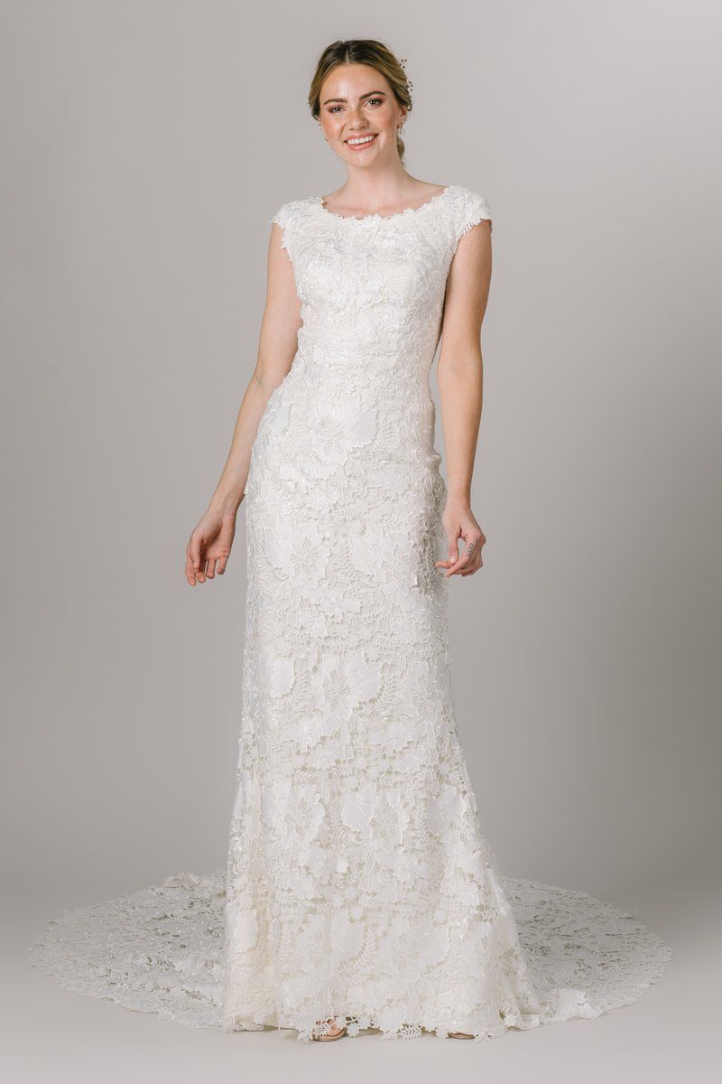 Long Sleeve Modest Western Country Lace Mermaid Wedding Dress Bridal Gown Custom 