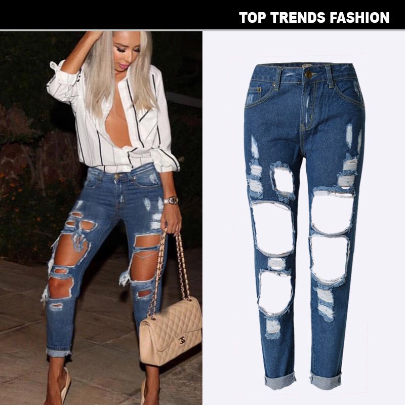Acquistare 2021 2022 Jeans Strappati Da Donna Jeans Donne Buco Distruggi I  Pantaloni Jeans Moda Stile Casual Jeans Le Donne EU / Dimensione Degli  Stati Uniti Economico | Consegna Veloce E Qualità | DHgate Italy