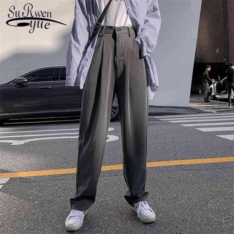 Pantalones de traje de mujer suelto de primavera Pantalón de cintura alta Oficina de otoño Dama Pantalones de traje de mujer suelto de primavera Pantalón de cintura alta Oficina de otoño Dama