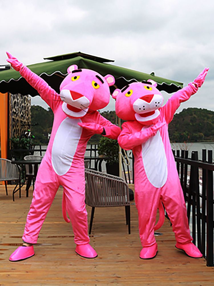Pantera rosa mascota traje adulto leopardo elegante carnaval anime anime cumpleaños fiesta Pantera rosa mascota traje adulto leopardo elegante carnaval anime anime cumpleaños fiesta