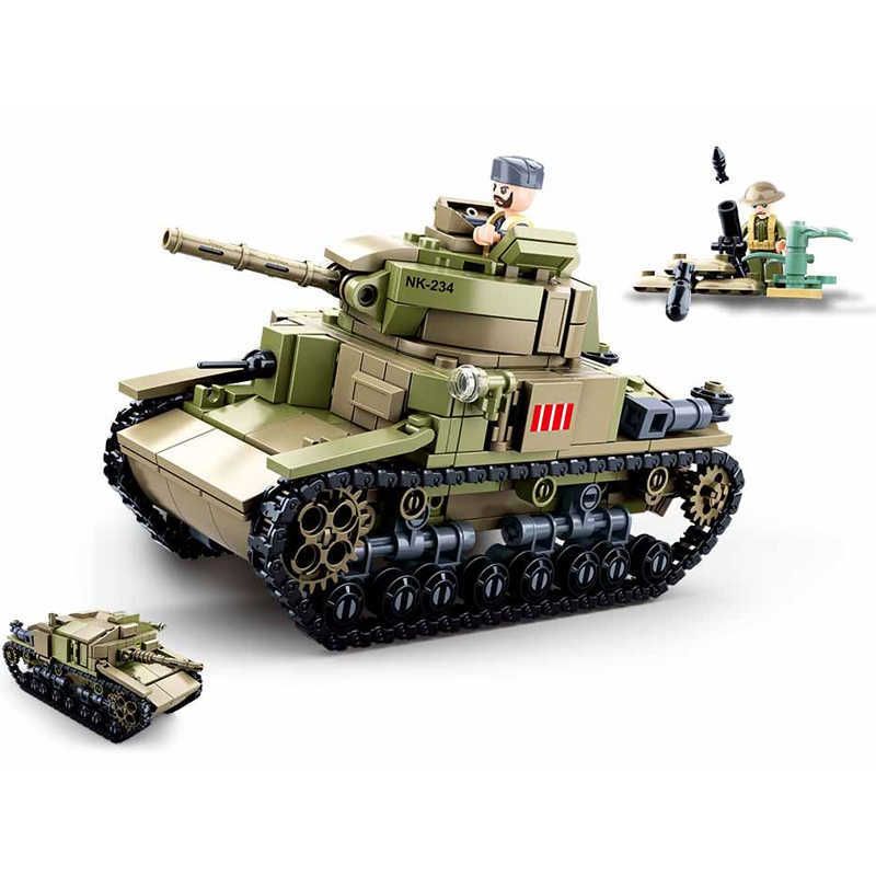 SLUBAN Military Battle M13/40 Tank MOC Building Blocks Set Weapon Army WW2  Soldiers Bricks Classic Model Kids Toys WW II Gifts H0917 From Sihuai04,  $13.62