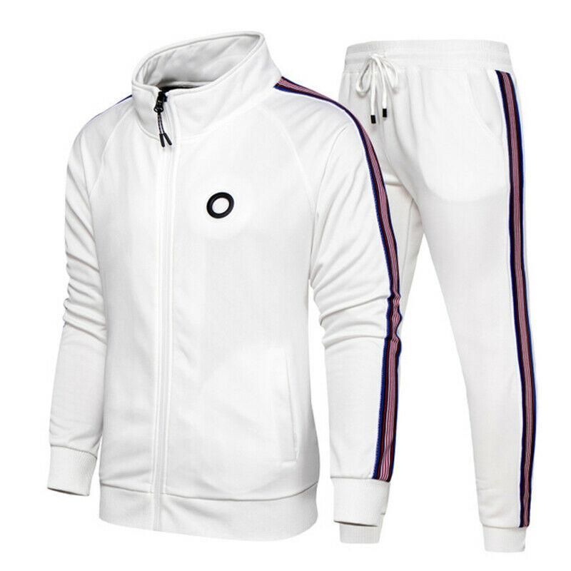 Mens Tracksuit Sport Casual 2 Piece Sport Pants Sweatshirts Jacket Sweatsuit Set