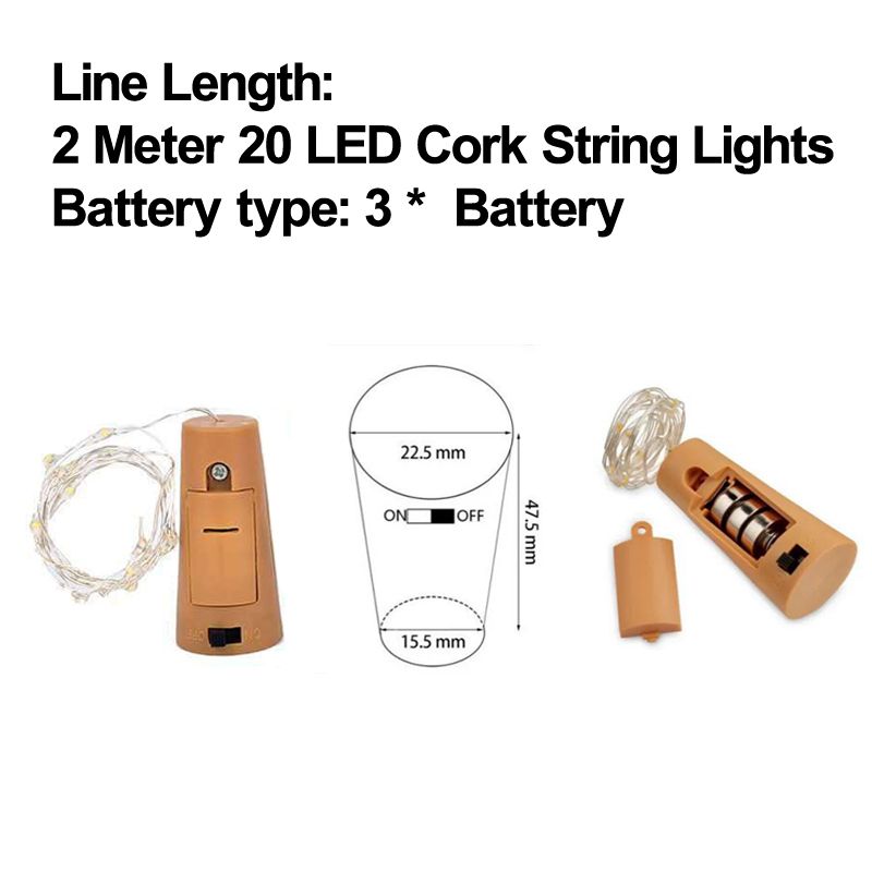 2 Meter 20 LED Cork String Lights