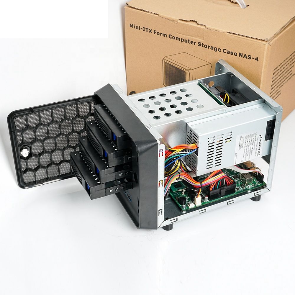 2021 4 Bays Microatx MINI ITX NAS Server Case With Motherboard Memory And System For Data