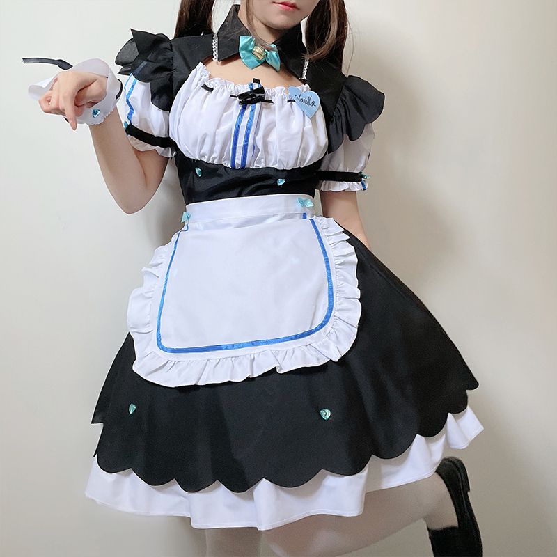 Anime disfraces mujeres niñas JP Anime Kawaii Maid Azul Lolita Vestidos Delantal Halloween Cosplay Party Papel Anime disfraces mujeres niñas JP Anime Kawaii Maid Azul Lolita Vestidos Delantal Halloween Cosplay Party Papel