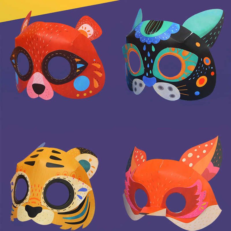Mask children cartoon animal rabbit three-dimensional half face full paper model manual DIY girl Princess Mask children cartoon animal rabbit three-dimensional half face full paper model manual DIY girl Princess