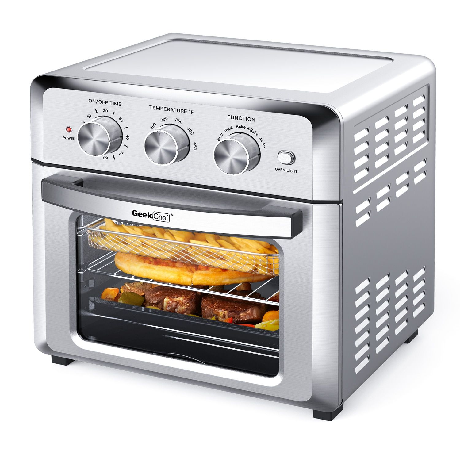 Compra Geek Chef Air Freyer Toaster, Horno De Encimera De Aire De  Convección De 19QT Con 4blades, Cáquico, Freír Sin Aceite, Cocinar 4  Accesorios Incluidos, Acero Inoxidable, 1500W. Barato | Entrega Rápida