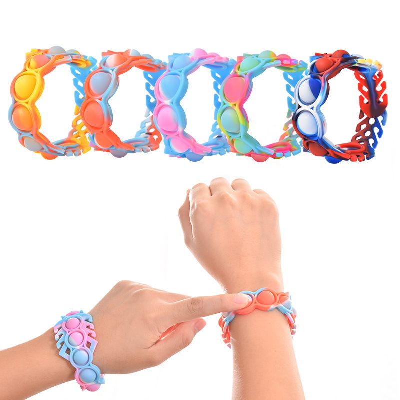 Hand Finger Press Silicone Bracelet Toy for Kids Adults ADHD ADD Anxiety Autism Stress Relief Wristband Fidget Toys,Wristband Simple Dimple 