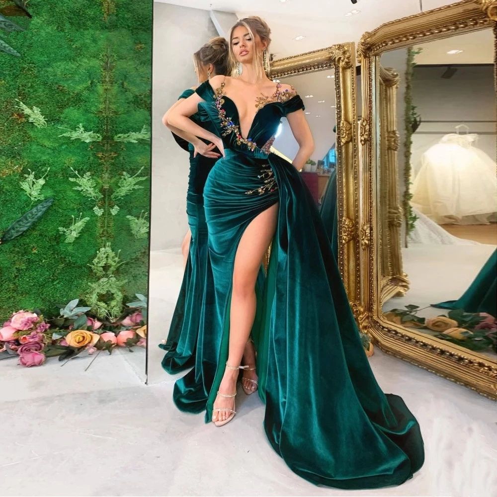 Compra 2021 Más Nuevos Vestidos De Noche Árabe Saudí De Lujo Cuentas De  Cristal De Lujo Velor Dubai Vestido De Baile De Baile De Alta Rotura Formal  Partido Robas Barato | Entrega