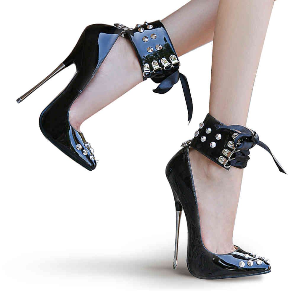 Compra 16 Cm Tacones Altos Extremos Remache Hechizado Fetish Ladies Zapatos  Patente Modelos De Cuero Mostrar Trabajo Mujer Bombillas Correa De Tobillo  Gran Tamaño 46 210331 Barato | Entrega Rápida Y Calidad | Es.Dhgate