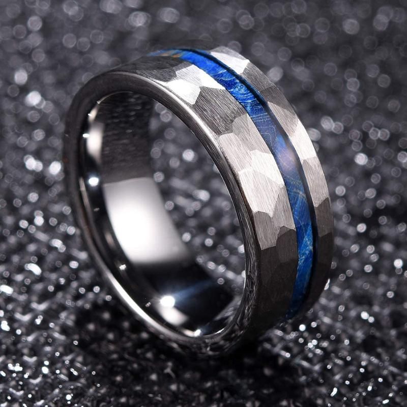 Anillos Para Hombres De 8 Mm Canales Azules Clásicos Anillos Anillos Para Hombres De 8 Mm Canales Azules Clásicos Anillos