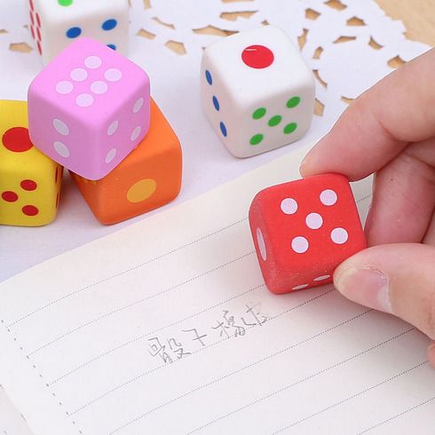 1 Pcs Cute Novelty Dice Shaped Erasers Kids 3D Candy Color Rubber Toy Kawaii Stationery School Office Supplies Eraser Nice Design