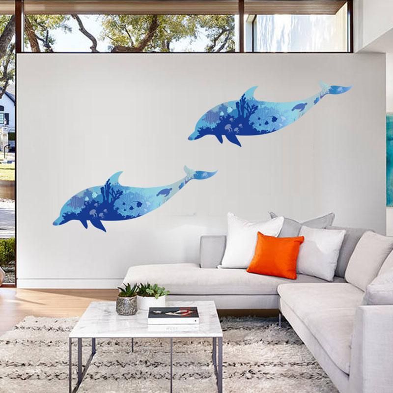 Wall Stickers Diy Dolphin Bathroom For Kids Room Decoration Nursery Bedroom Coral Poster Door Decor Cartoon Wallpaper Wall Stickers Diy Dolphin Bathroom For Kids Room Decoration Nursery Bedroom Coral Poster Door Decor Cartoon Wallpaper