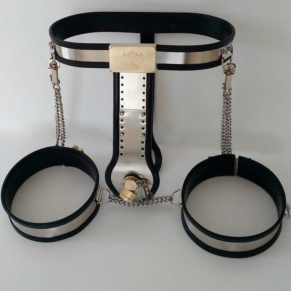 Female Chastity Belt Pants Thigh Ring Cuffs BDSM Bondage Stainless Steel Metal Restraint Device Erotic Sexy Toys For Women Adults From Makeup_factorystore, $24.21 DHgate picture