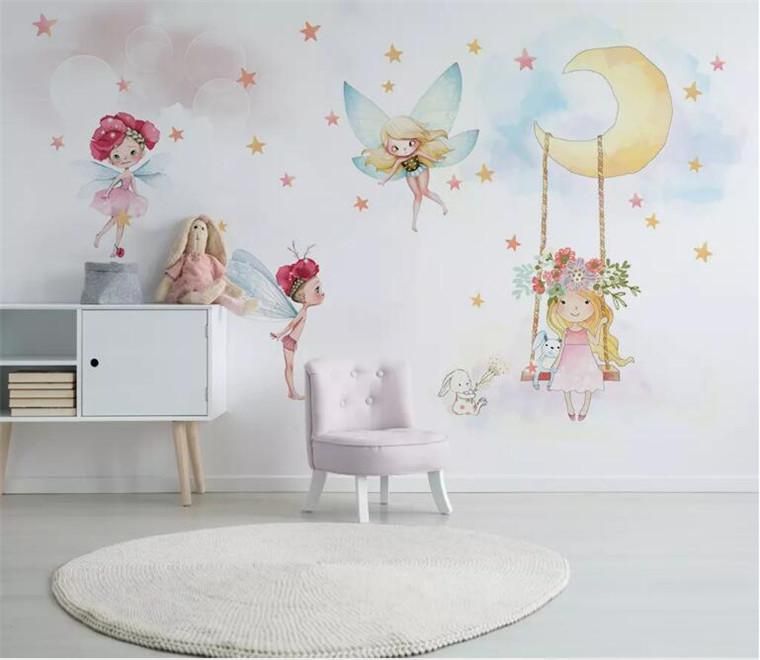 Wallpapers Nordic Modern Minimalist Hand-painted Cute Fashion 3d Wallpaper  Girl Children Room Background Wall Papers Home D