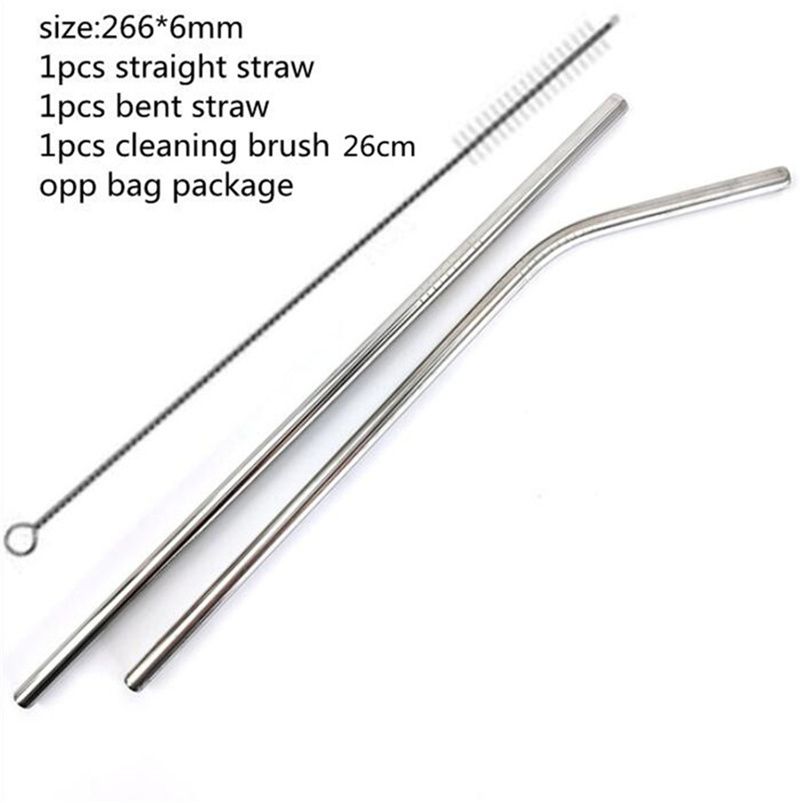 266mm straight bent straw+brush