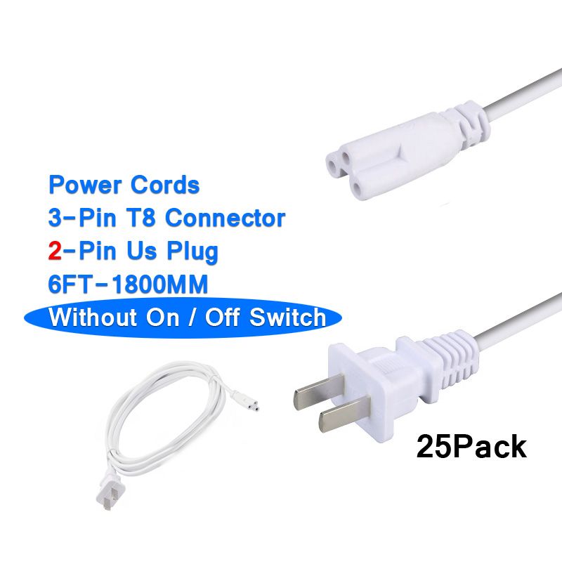 2Pin 6Ft Power Cords Without Switch