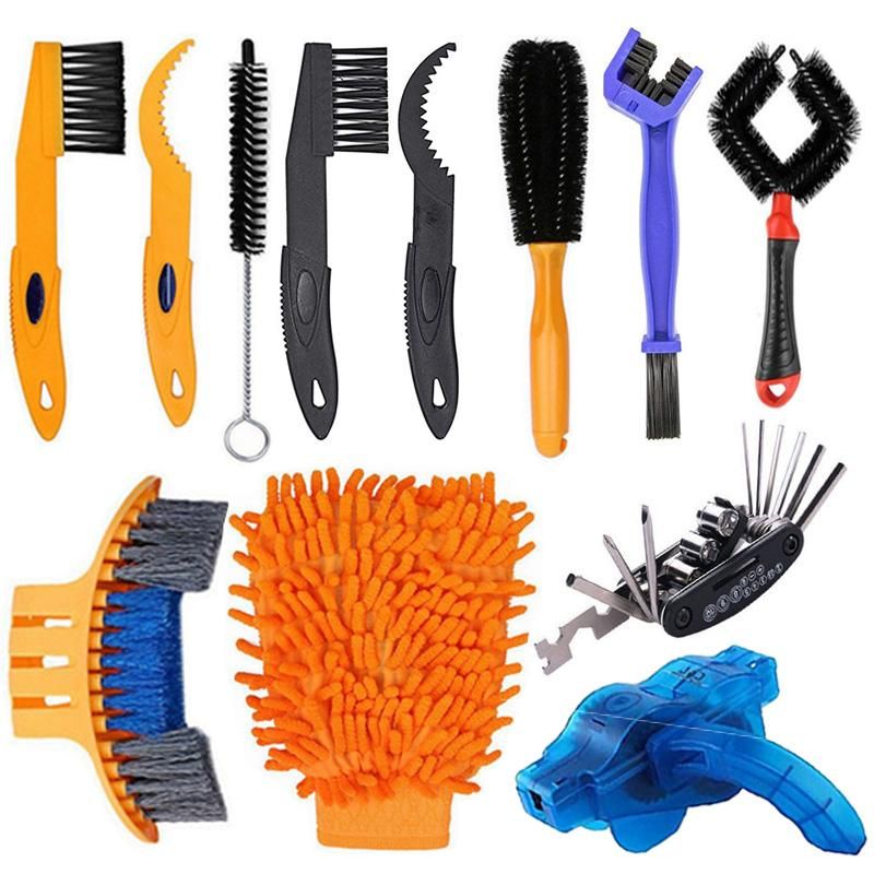 wheel sickle hook. crevice brush integrated brush corner coral velvet glove brush 6pcs Bicycle Bike Brush Chain Cleaner Kits Cleaning Tool Set include professional tire brush