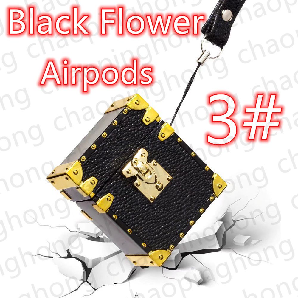 3#Black Flower Aripods Case