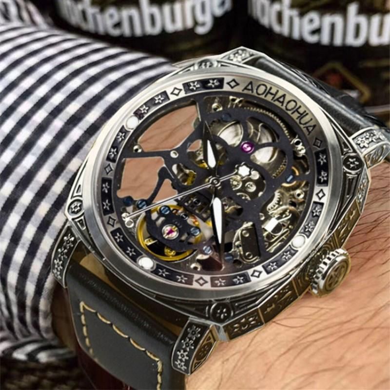 Acquistare Orologi Da Polso Scheletro Nero Cranio Uomo Completamente  Automatico Orologio Meccanico 44mm Grande Quadrante Steampunk Uomini  Tendenza Orologi Da Polso Da Polso Luminosi Economico | Consegna Veloce E  Qualità | It.Dhgate