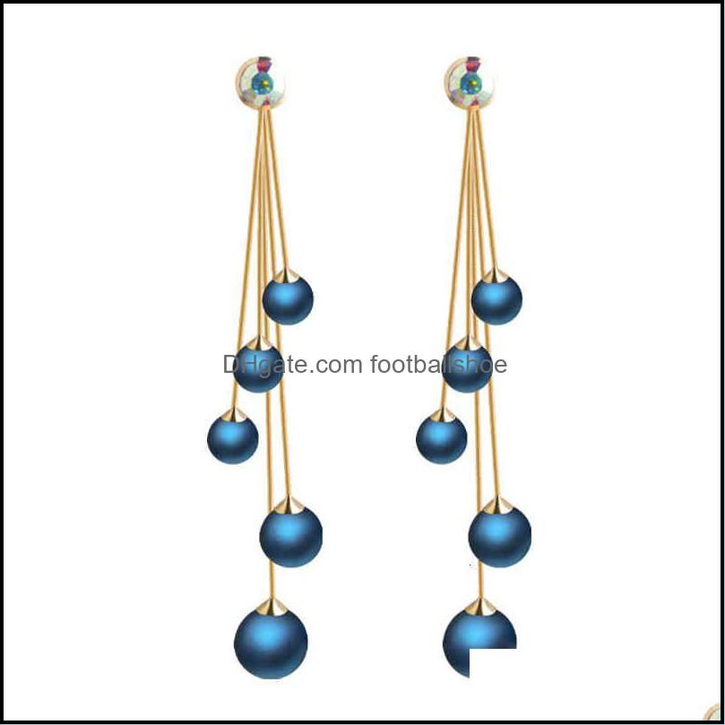 Multi Thread Blue Pearl Earrings D4014