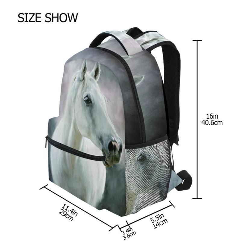 School Bags Wild Stallion In Dust Horse Animal Backpacks Book Travel College  Shoulder Kids Bag For