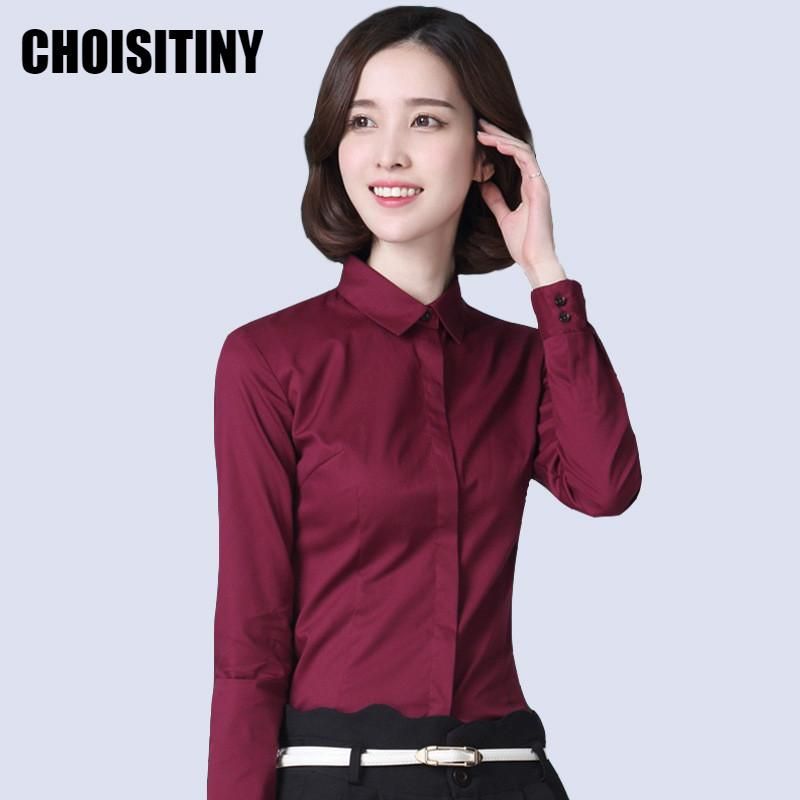 Mujer de alta calidad de alta calidad de algodón de manga larga camisa de