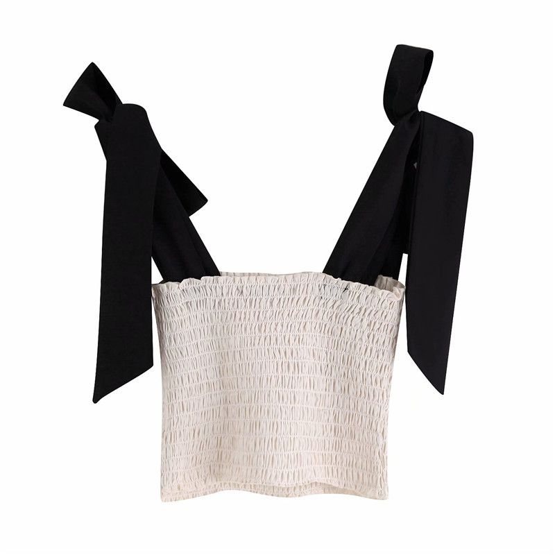 Compra Dulce Dama Elástico Busto ZA Blusa Blanca Blusa Moda De Mujer Arco  Negro Spaghetti Correa Sin Mangas Tops Cortos Blusas Mujer 210421 Barato |  Entrega Rápida Y Calidad | Es.Dhgate