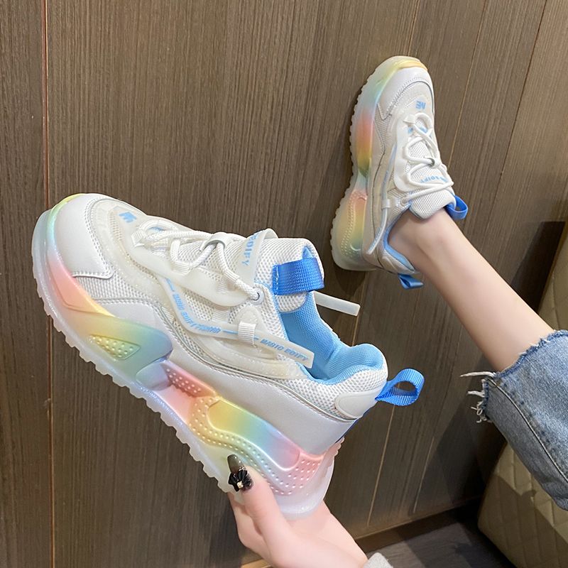 Compra 2022 Mujeres De Verano Zapatillas De Deporte Vulcanize Transpirable  Rainbow Color Moda Casual Altura Aumento De Zapato De Damas Chunky Barato |  Entrega Rápida Y Calidad | Es.Dhgate