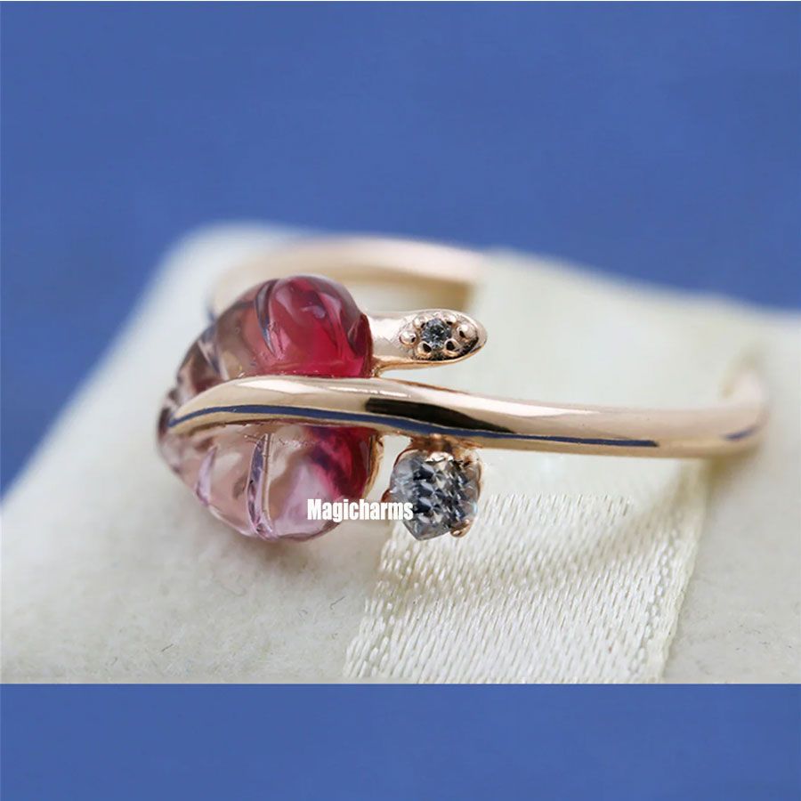 925 Sterling Silver Pink Murano Glass Leaf Ring Fit Pandora Jewelry Engagement Wedding Lovers Fashion Ring
