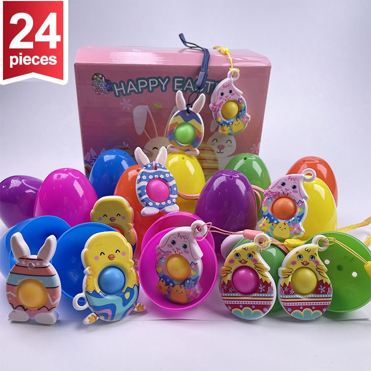 12 stuks eieren + 12 stuks pop-toys (roze)