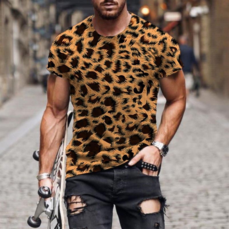 mens short sleeve leopard print shirt