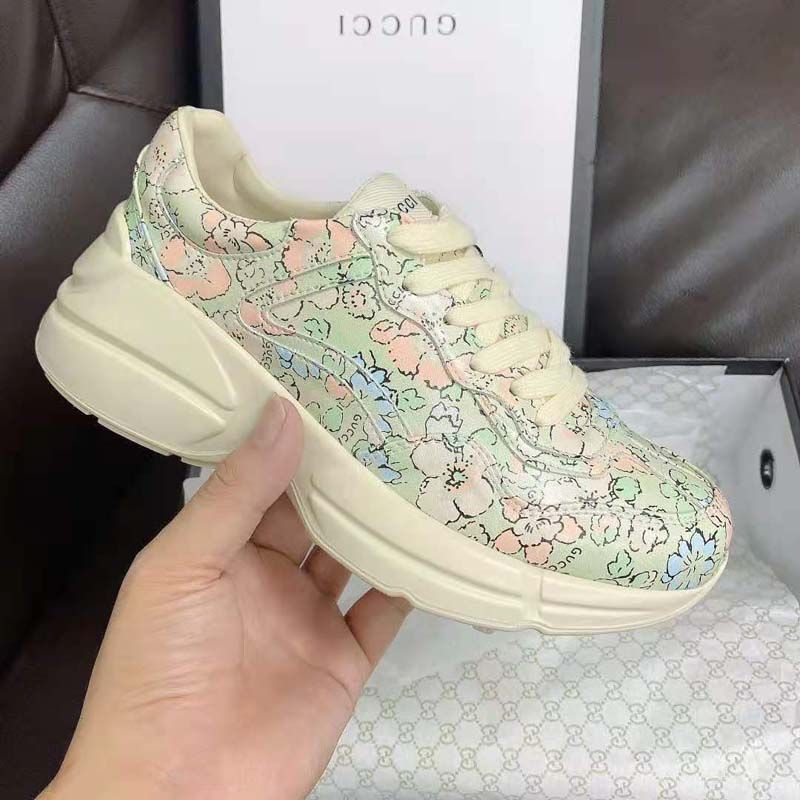 Luxe Merk Sneakers Designer Dia's Floral Brocade Lederen Mannen Dames Schoenen  Sneakers Causale Schoenen Bagandshoe 018