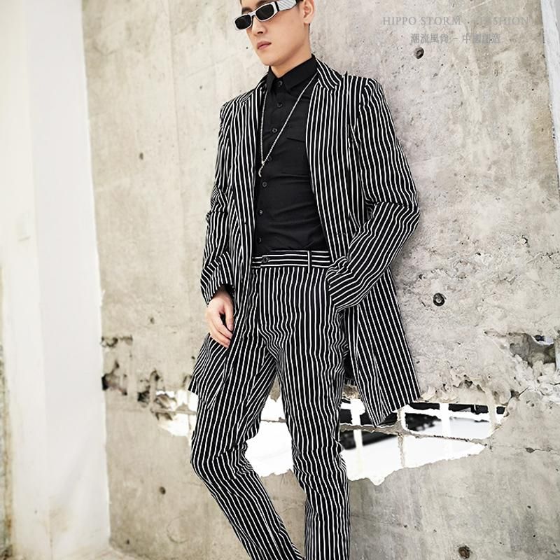 Compra Trajes Para Hombres Blazers 5xl Para Hombre Con Pantalones En Blanco  Y Negro Piñints Traje Largo Traje Nocturno Marea Masculina Cabello  Estilista Estilista Trajes De Escenario Para Cantantes Barato | Entrega