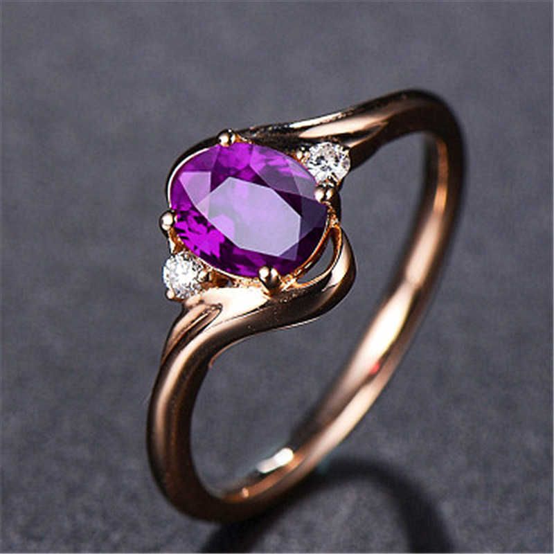 Anello di diamante viola rosa oro rosa