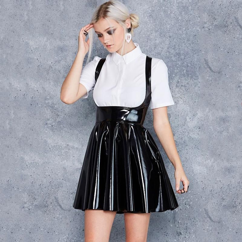 Acquistare Abiti Casual In Vernice Lucido In Vernice In Pelle Senza Maniche  Vestito Da Donna Gothic PVC Wet Look A Line Mini Pleated Lady BodyCon Party  Personalizzato Economico | Consegna Veloce E