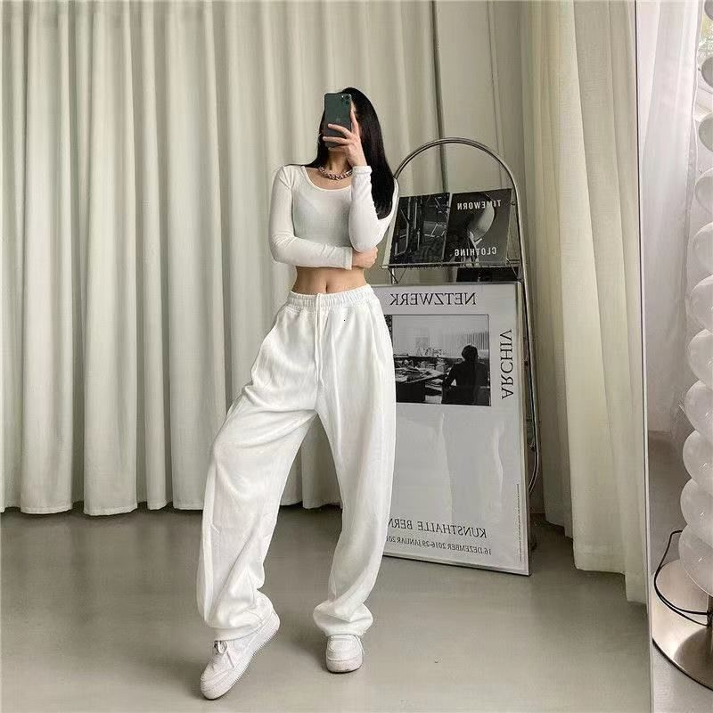 Compra Mujeres Jogging Pantalones Sueltos Ocio Ulzzzang Alto Cola Mujer  Cuaresma Moda Estilo Coreano Broek Cord Cord Streetw Barato | Entrega  Rápida Y Calidad | Es.Dhgate