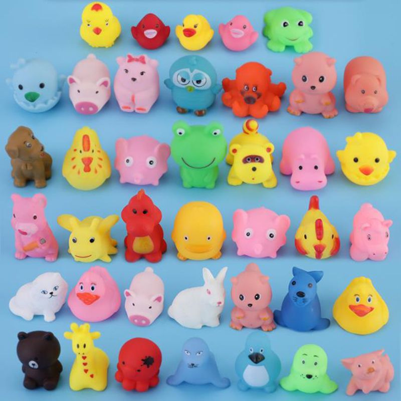 Animales mixtos Natación Juguetes de agua colorido suave flotante de goma de pato Squeaky