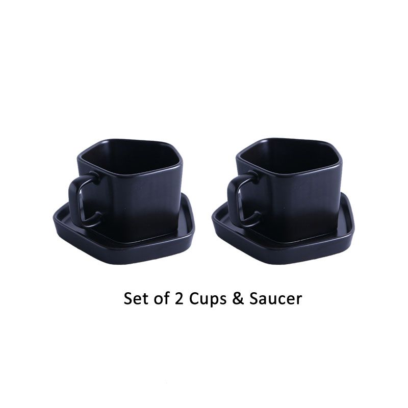 Set of 2 Cup & Saucer Classic Black