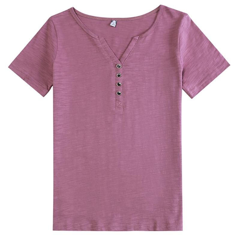 Womens Summer Bamboo Fiber Seamless Short Sleeve Thin V-Neck T-Shirts Top M-2XL
