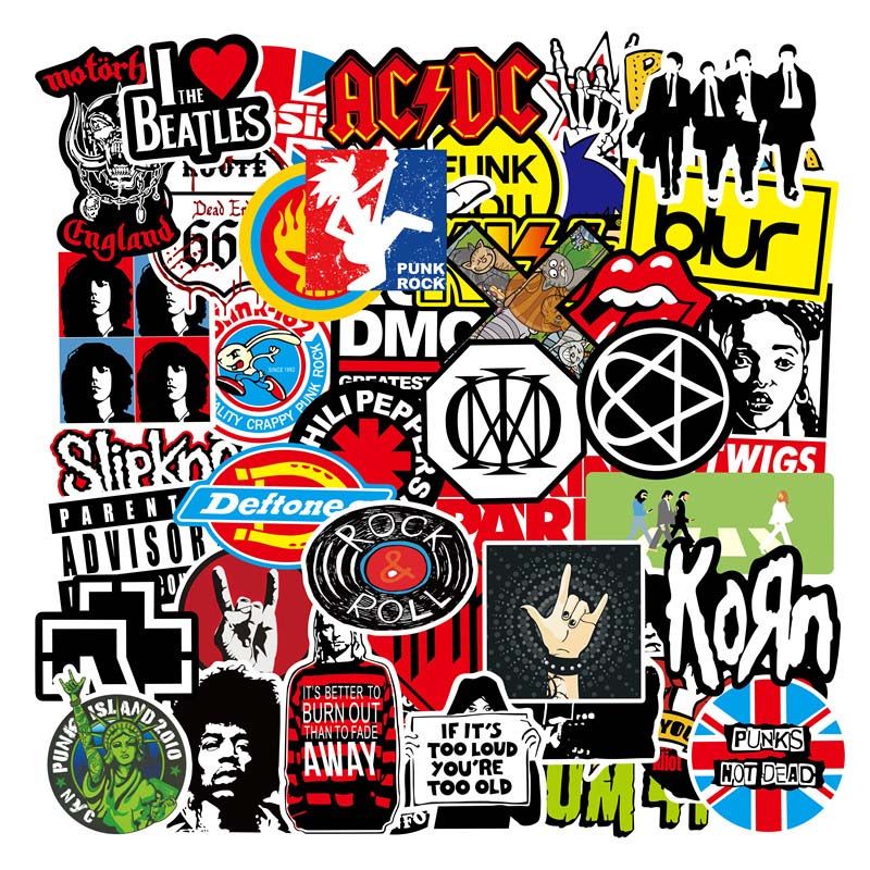 100pcs/Lot Auto Retro Band Rock Sticker Music Graffiti JDM Stickers To DIY  Guitar Motorcycle Laptop Luggage Skateboard Car Snowboard