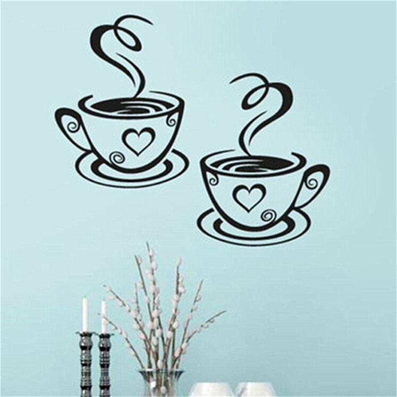 Compra Fondos De Pantalla 1 Unids Tazas De Café Doble Cafetas Etiquetas De  Pared Decoración De La Habitación Decoración Del Arte Adhesivo En La Cocina  Barato | Entrega Rápida Y Calidad | Es.Dhgate