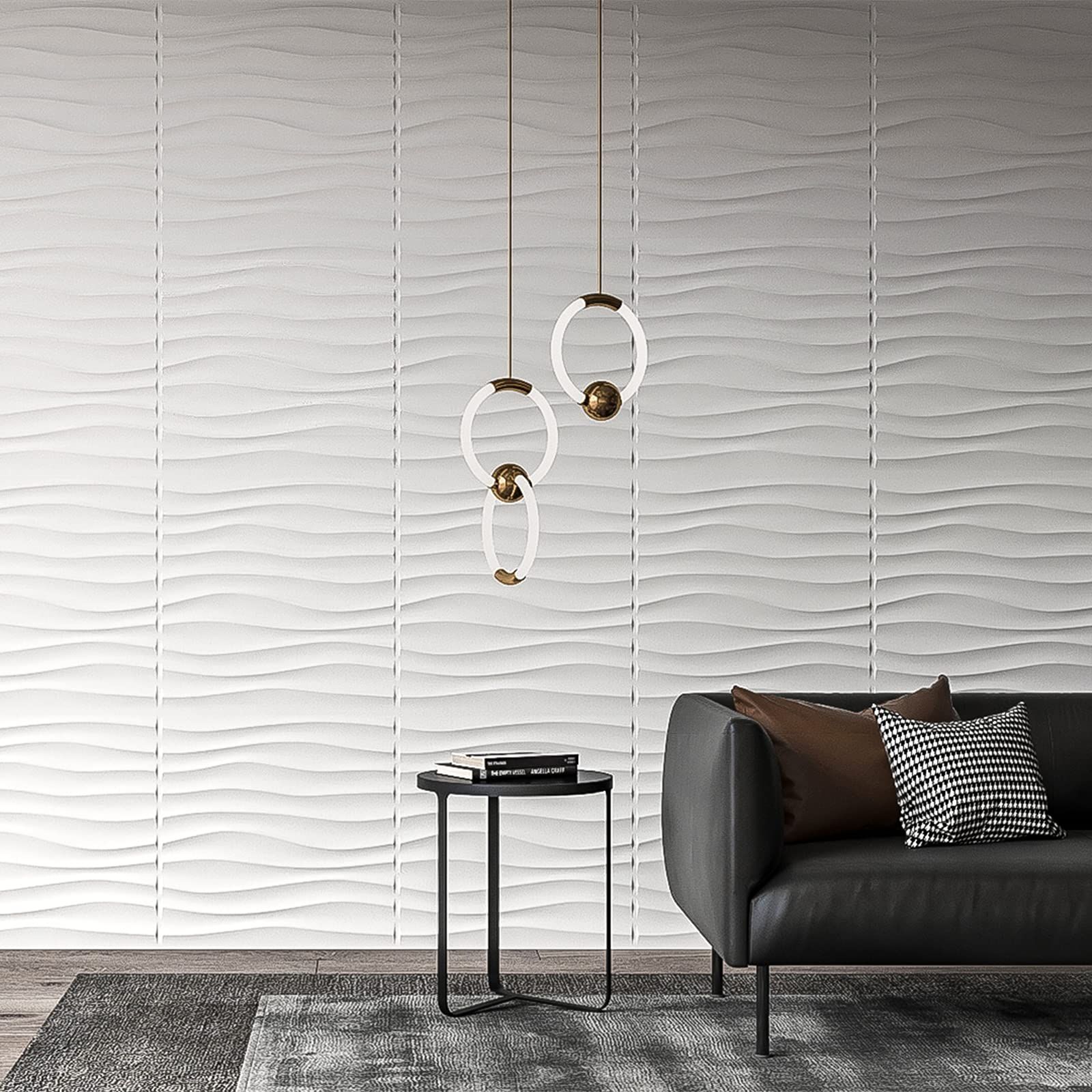 Art3d Plastic 3D Wallpaper Panel PVC Wave Wall Design White 12 Tiles 32 SF