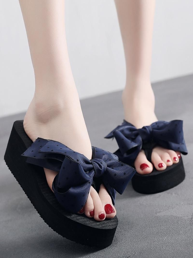 Zapatillas zapatos mujer 2021 para piscina caucho chanclas tacones mulas plataforma mariposa-nudo pantofle diapositivas