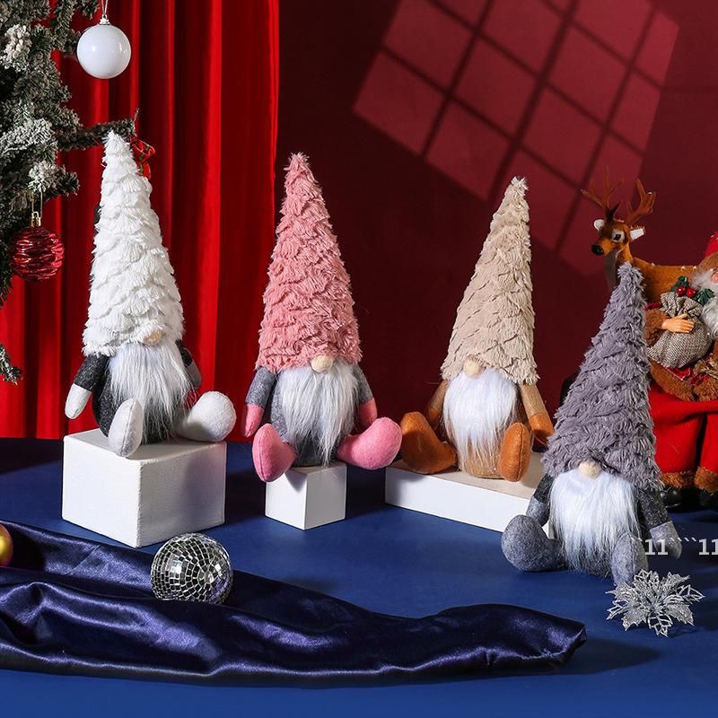Natal Gnomos pelúcia, chapéu Natal xadrez vermelho decoração